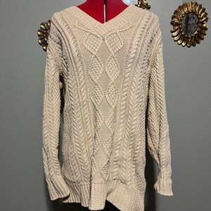 Cozy Cable Knit Sweater - Cream